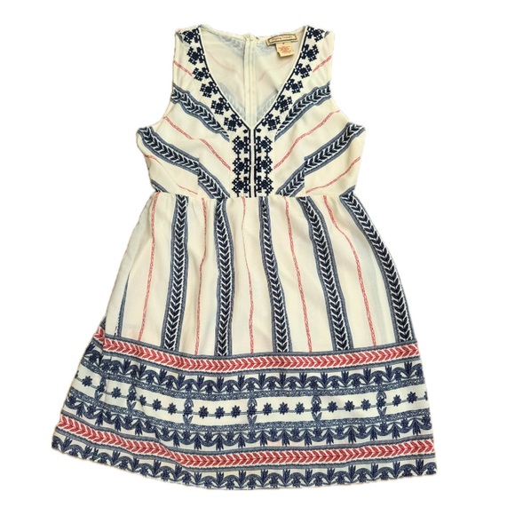 Flying Tomato Dresses & Skirts - Flying Tomato Women’s White Midi Dress with Blue and Red Accents, Size M